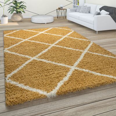 Paco Home Alfombra De Pelo Largo, Suave Salón Shaggy Estilo Escandinavo Motivo De Rombos Amarillo, 200x280 Cm Paco Home Alfombra De Pelo Largo, Suave Salón Shaggy Estilo Escandinavo Motivo De Rombos Amarillo, 200x280 Cm