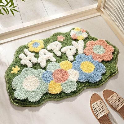 OEM Alfombra Floral Fresca, Esterilla De Baño Flocada Absorbente, Antideslizante Y Resistente A Las Manchas - Bosque De Flores Felices OEM Alfombra Floral Fresca, Esterilla De Baño Flocada Absorbente, Antideslizante Y Resistente A Las Manchas - Bosque De Flores Felices