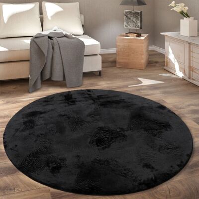 Paco Home - Alfombra Redonda, Salon Dormitorio Pasillo Comedor Piel Imitación Mullida Suave Ø 160 Cm Redondo, Negro Paco Home - Alfombra Redonda, Salon Dormitorio Pasillo Comedor Piel Imitación Mullida Suave Ø 160 Cm Redondo, Negro