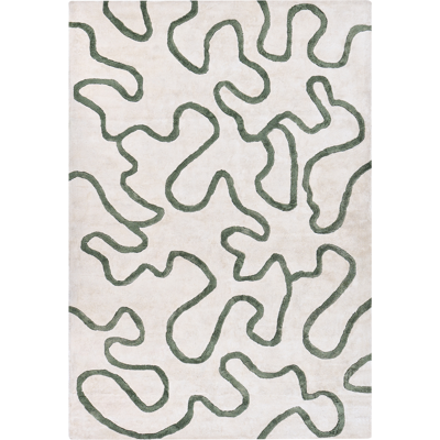 BELIANI Alfombra Moderna De Viscosa Y Lana Hecha A Mano Con Motivos Abstractos Glamurosa 160 X 230 Cm Beige Claro Y Verde Kappar BELIANI Alfombra Moderna De Viscosa Y Lana Hecha A Mano Con Motivos Abstractos Glamurosa 160 X 230 Cm Beige Claro Y Verde Kappar