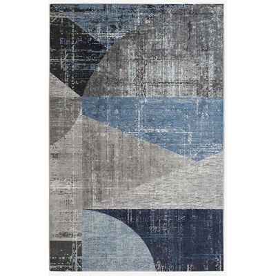 Muse Alfombra Rectangular Geométrica Azul Gris Para Salón Double Blu006 Muse Alfombra Rectangular Geométrica Azul Gris Para Salón Double Blu006