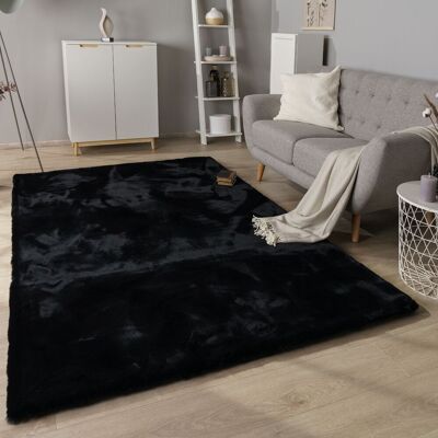 Paco Home - Alfombra Salón Pelo Largo Shaggy Imitación Piel Conejo Piel Sintética Mullida Negro, Ø 200 Cm Redon Paco Home - Alfombra Salón Pelo Largo Shaggy Imitación Piel Conejo Piel Sintética Mullida Negro, Ø 200 Cm Redon