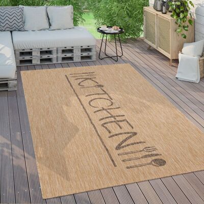 Alfombra Interior Y Exterior Balcon Terraza Cocina Moderna Letra 80x250 Cm, Beige 2 - Paco Home Alfombra Interior Y Exterior Balcon Terraza Cocina Moderna Letra 80x250 Cm, Beige 2 - Paco Home