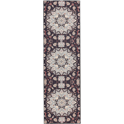 Alfombra de pasillo Beliani Beige y Negro de Poliéster - Motivo Oriental Alfombra de pasillo Beliani Beige y Negro de Poliéster - Motivo Oriental