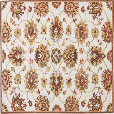 Alfombra de lana Beliani 200x200 cm Beige y marrón patrón vintage - Alfombra Alfombra de lana Beliani 200x200 cm Beige y marrón patrón vintage - Alfombra