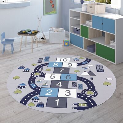 Paco Home - Alfombra Infantil Redonda Habitación Infantil Alfombra Juego Carreteras Moderna Ø 160 Cm Redon, Gris 5 Paco Home - Alfombra Infantil Redonda Habitación Infantil Alfombra Juego Carreteras Moderna Ø 160 Cm Redon, Gris 5