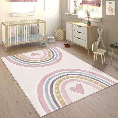 Paco Home - Alfombra Infantil Alfombra Habitacion Niño Arcoíris Corazón 3d Rosa Crema 200x290 Cm Paco Home - Alfombra Infantil Alfombra Habitacion Niño Arcoíris Corazón 3d Rosa Crema 200x290 Cm