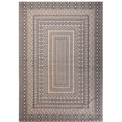 Alfombra de yute beige y gris - Patrón geométrico moderno Alfombra de yute beige y gris - Patrón geométrico moderno
