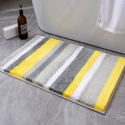 OEM Alfombra De Microfibra De 50x80 Cm, A Rayas, Amarilla Y Gris, Absorbente, Antideslizante. OEM Alfombra De Microfibra De 50x80 Cm, A Rayas, Amarilla Y Gris, Absorbente, Antideslizante.