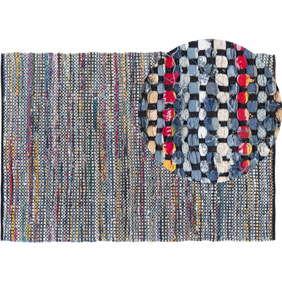 BELIANI Alfombra Multicolor De Algodón 140 X 200 Cm Rectangular Tejida A Mano Alanya BELIANI Alfombra Multicolor De Algodón 140 X 200 Cm Rectangular Tejida A Mano Alanya