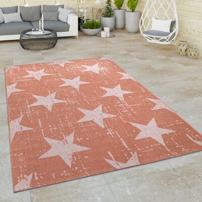 Alfombra Paco Home Naranja Crema Estrellas Interior y Exterior - Alfombra Alfombra Paco Home Naranja Crema Estrellas Interior y Exterior - Alfombra