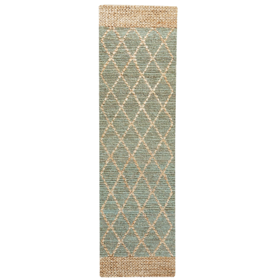 Beliani Alfombra de yute beige y verde - Runner Rug Beliani Alfombra de yute beige y verde - Runner Rug