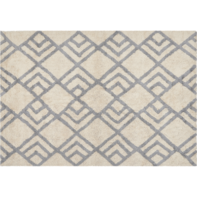 Alfombra de algodón beige y gris 140 x 200 cm - Rectangular Alfombra de algodón beige y gris 140 x 200 cm - Rectangular