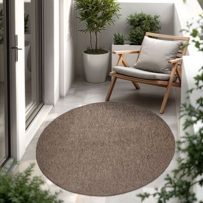 Paco Home Alfombra Exterior Interior Balcón Terraza Alfombra Cocina Monocolor Jaspeado Taupe, Ø 200 Cm Redon Paco Home Alfombra Exterior Interior Balcón Terraza Alfombra Cocina Monocolor Jaspeado Taupe, Ø 200 Cm Redon