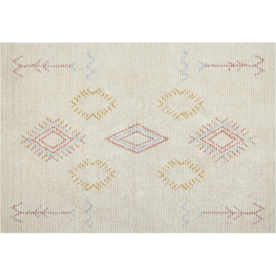Alfombra de Algodón 140x200cm Beige Patrón Geométrico Hecho a Mano - Alfombra de Área Alfombra de Algodón 140x200cm Beige Patrón Geométrico Hecho a Mano - Alfombra de Área