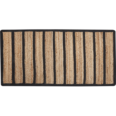 Alfombra de algodón y yute a rayas beige y negro Beliani - Alfombra Alfombra de algodón y yute a rayas beige y negro Beliani - Alfombra
