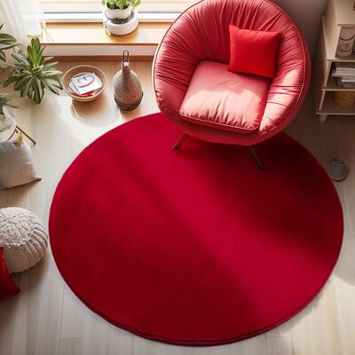 OEM Alfombra Tuserxln Carpetsale24 Para Sala De Estar, Redonda, 160 Cm, Lisa, Roja, Moderna Y Suave, De Pelo Corto, Con Base Antideslizante, Lavable. OEM Alfombra Tuserxln Carpetsale24 Para Sala De Estar, Redonda, 160 Cm, Lisa, Roja, Moderna Y Suave, De Pelo Corto, Con Base Antideslizante, Lavable.