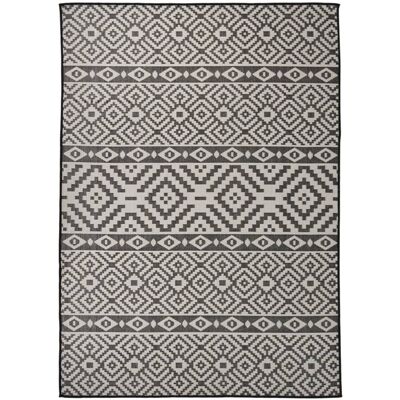 vidaXL Alfombra exterior a rayas negras 120x170 cm - Alfombra de jardín vidaXL Alfombra exterior a rayas negras 120x170 cm - Alfombra de jardín