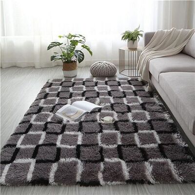 OEM Alfombra De Poliéster De Pelo Largo Con Diseño De Celosía Para Salón, 120 X 160 Cm. OEM Alfombra De Poliéster De Pelo Largo Con Diseño De Celosía Para Salón, 120 X 160 Cm.