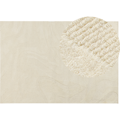 BELIANI Alfombra De Lana Beige 160 X 230 Cm Con Patrón Abstracto Para Salón Dormitorio Diseño Moderno Sasnak BELIANI Alfombra De Lana Beige 160 X 230 Cm Con Patrón Abstracto Para Salón Dormitorio Diseño Moderno Sasnak