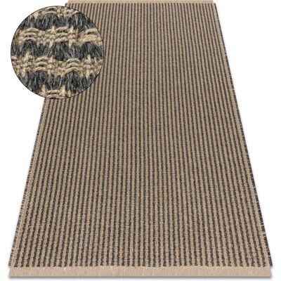 Alfombra de yute RugsX 3650 negro / beige líneas - yute, tejido plano, flecos Alfombra de yute RugsX 3650 negro / beige líneas - yute, tejido plano, flecos