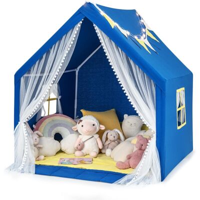 Costway - Tienda De Campaña Infantil De Juego, Casita Para Niños Con Alfombra De Algodón Lavable, Luces De Estrellas, Ventanas, Tienda De Juego De Fantasía Para Niños, 122 X 105 X 125 Cm (azul) Costway - Tienda De Campaña Infantil De Juego, Casita Para Niños Con Alfombra De Algodón Lavable, Luces De Estrellas, Ventanas, Tienda De Juego De Fantasía Para Niños, 122 X 105 X 125 Cm (azul)