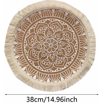 OEM Juego De Cinco Manteles Individuales De Yute Tejido Con Borlas, Decoración De Mesa Ecológica, Manteles Individuales Retro Aislantes Térmicos, 38 Cm X 38 Cm OEM Juego De Cinco Manteles Individuales De Yute Tejido Con Borlas, Decoración De Mesa Ecológica, Manteles Individuales Retro Aislantes Térmicos, 38 Cm X 38 Cm
