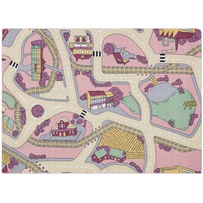 Alfombra REBEL ROADS PLAYTIME 63 - Pequeño pueblo, antideslizante para niños - rosa / beige Alfombra REBEL ROADS PLAYTIME 63 - Pequeño pueblo, antideslizante para niños - rosa / beige