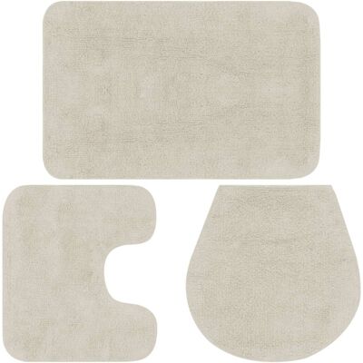 HelloShop26 - 3pc White Bath Mat Set - White - Bath Mat Set HelloShop26 - 3pc White Bath Mat Set - White - Bath Mat Set