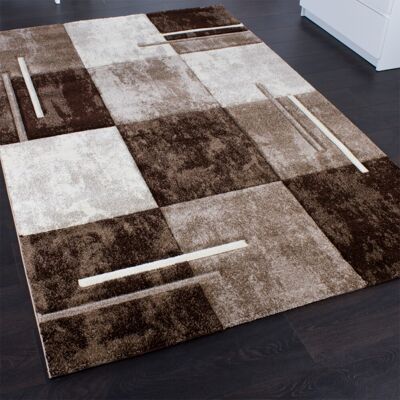 Paco Home - Alfombra Moderna De Diseño Perfilado - A Cuadros Estilo Mármol - Marrón Crema 80x300 Cm Paco Home - Alfombra Moderna De Diseño Perfilado - A Cuadros Estilo Mármol - Marrón Crema 80x300 Cm