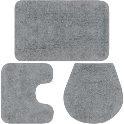 HELLOSHOP26 Juego Alfombra De Baño 3 Piezas Tela Gris 020005725 HELLOSHOP26 Juego Alfombra De Baño 3 Piezas Tela Gris 020005725