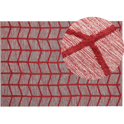 Alfombra de algodón 160 x 230 cm Rojo - Alfombra Alfombra de algodón 160 x 230 cm Rojo - Alfombra