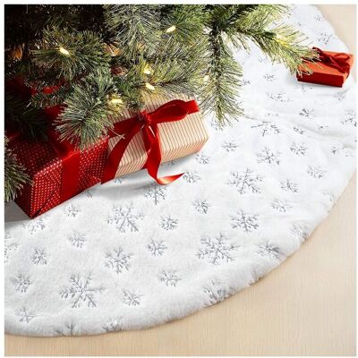 OEM Falda Para Árbol De Navidad, Alfombra De Piel Sintética Con Bordado De Copos De Nieve, Adorno Navideño Plateado Brillante Para Árbol, 78 Cm OEM Falda Para Árbol De Navidad, Alfombra De Piel Sintética Con Bordado De Copos De Nieve, Adorno Navideño Plateado Brillante Para Árbol, 78 Cm