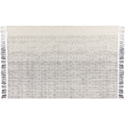 BELIANI Alfombra De Lana Blanco Gris 140 X 200 Cm Algodón Hecho A Mano Borlas Omerli BELIANI Alfombra De Lana Blanco Gris 140 X 200 Cm Algodón Hecho A Mano Borlas Omerli