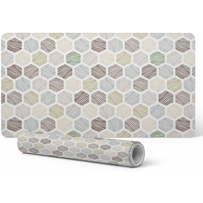 OEM Alfombra Decorativa Antideslizante De Vinilo Con Hexágonos Y Rayas, 120 X 60 Cm. OEM Alfombra Decorativa Antideslizante De Vinilo Con Hexágonos Y Rayas, 120 X 60 Cm.