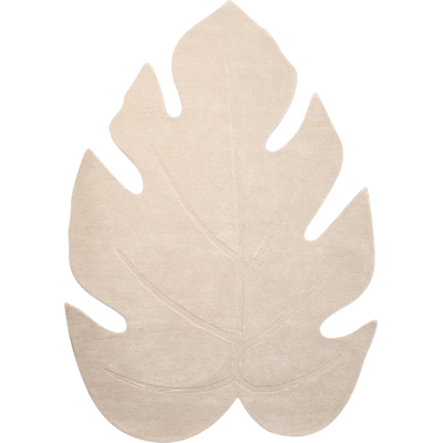 BELIANI Alfombra Decorativa De Lana Con Forma De Hoja Tejida A Mano 160 X 230 Cm Blanco Crema Nainital BELIANI Alfombra Decorativa De Lana Con Forma De Hoja Tejida A Mano 160 X 230 Cm Blanco Crema Nainital