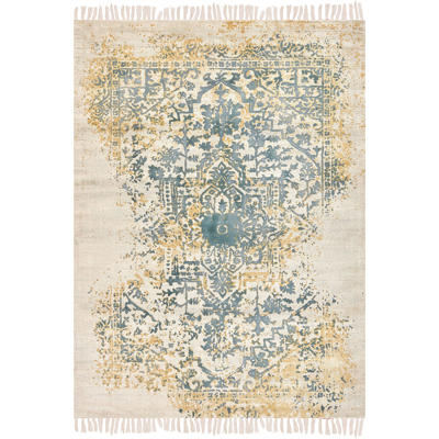 Alfombra de Viscosa Amarillo Verde Beliani - 140x200cm Estilo Oriental Vintage Alfombra de Viscosa Amarillo Verde Beliani - 140x200cm Estilo Oriental Vintage