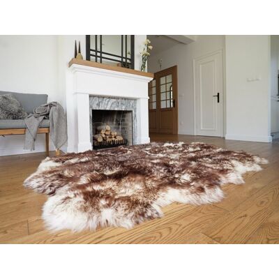 OEM Alfombra De Piel De Oveja Auténtica Teñida Con Moflón, Sexto Hide, Blanca Y Marrón, 200 X 180 Cm, Revestimiento De Suelo De Lana Natural De Lujo. OEM Alfombra De Piel De Oveja Auténtica Teñida Con Moflón, Sexto Hide, Blanca Y Marrón, 200 X 180 Cm, Revestimiento De Suelo De Lana Natural De Lujo.
