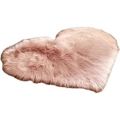 LLING Alfombra De Dormitorio Antideslizante Con Forma De Corazón, De Lana Sintética, Suave, Esponjosa Y Lavable, Ideal Para Decorar El Dormitorio En Invierno (rosa Claro, 70 X 80 Cm) LLING Alfombra De Dormitorio Antideslizante Con Forma De Corazón, De Lana Sintética, Suave, Esponjosa Y Lavable, Ideal Para Decorar El Dormitorio En Invierno (rosa Claro, 70 X 80 Cm)
