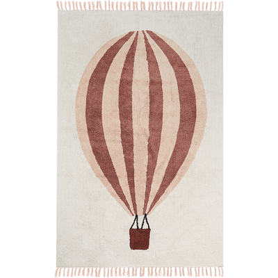Beliani - Alfombra de Algodón con Globo Aerostático - Color Blanco Crema - Alfombra Beliani - Alfombra de Algodón con Globo Aerostático - Color Blanco Crema - Alfombra