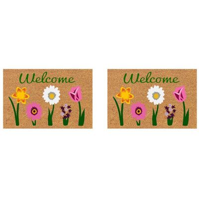 OEM 2 Felpudos De Bienvenida De Fibra Floral Para Uso Interior Y Exterior, Felpudo Para Entrada, Exterior, Patio, Decoración. OEM 2 Felpudos De Bienvenida De Fibra Floral Para Uso Interior Y Exterior, Felpudo Para Entrada, Exterior, Patio, Decoración.