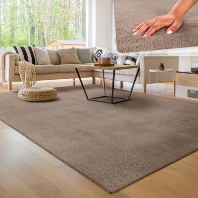 Paco Home - Alfombra Moderna Para Salón A Pelo Corto Lavable Suave Uni Efecto Piel Antideslizante 200 Cm Cuadrado, Taupe Paco Home - Alfombra Moderna Para Salón A Pelo Corto Lavable Suave Uni Efecto Piel Antideslizante 200 Cm Cuadrado, Taupe