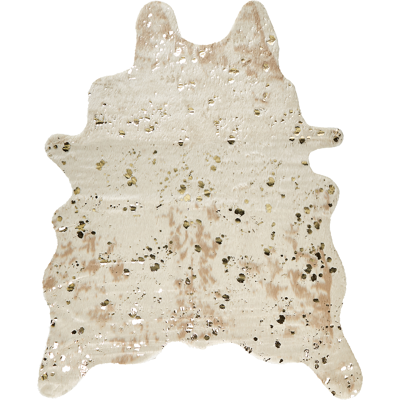 BELIANI Alfombra De Piel De Vaca Beige Dorado 130 X 170 Cm Motas Moderno Rústico Bogong BELIANI Alfombra De Piel De Vaca Beige Dorado 130 X 170 Cm Motas Moderno Rústico Bogong