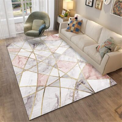 LLING Alfombra Geométrica Para Sala De Estar, Estilo Moderno, Gris Y Rosa, Resistente Al Desgaste, Suave, Para Dormitorio De Adolescentes Y Bebés, Decoración De 120 X 160 Cm LLING Alfombra Geométrica Para Sala De Estar, Estilo Moderno, Gris Y Rosa, Resistente Al Desgaste, Suave, Para Dormitorio De Adolescentes Y Bebés, Decoración De 120 X 160 Cm