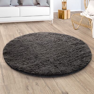 Paco Home Alfombra Salón Pelo Largo Shaggy Piel Sintética Mullida Gris Antracita Ø 200 Cm Redon Paco Home Alfombra Salón Pelo Largo Shaggy Piel Sintética Mullida Gris Antracita Ø 200 Cm Redon