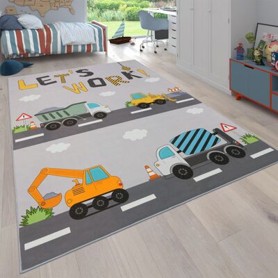 Paco Home - Alfombra De Habitacion De Juego Coches Antideslizante Gris Crema Amarillo Ø 200 Cm Redon Paco Home - Alfombra De Habitacion De Juego Coches Antideslizante Gris Crema Amarillo Ø 200 Cm Redon