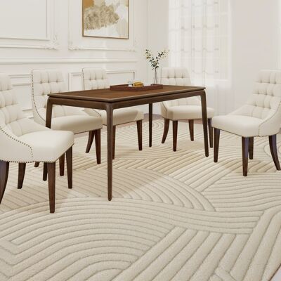 PZCC Alfombra Salón 160x120 Cm Pelo Corto Estilo Moderno Base Antideslizante Tejida A Máquina Crema PZCC Alfombra Salón 160x120 Cm Pelo Corto Estilo Moderno Base Antideslizante Tejida A Máquina Crema