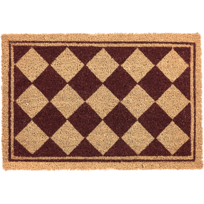 BELIANI Felpudo De Fibra De Coco Antideslizante 40 X 60 Cm Con Base De Pvc Motivo A Cuadros Beige Y Rojo Cardona BELIANI Felpudo De Fibra De Coco Antideslizante 40 X 60 Cm Con Base De Pvc Motivo A Cuadros Beige Y Rojo Cardona