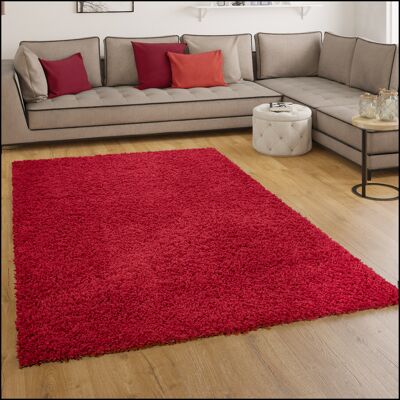 Paco Home Alfombra Sky Lisa De Pelo Alto Largo Estilo Shaggy En Rojo 160x220 Cm Paco Home Alfombra Sky Lisa De Pelo Alto Largo Estilo Shaggy En Rojo 160x220 Cm