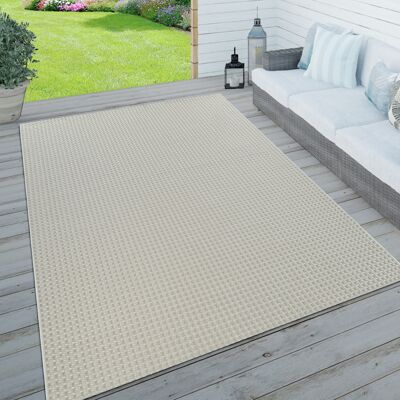 Paco Home Alfombra Interior Exterior Balcón Y Terraza, Tejido Plano Con Ribetes En Blanco 120x170 Cm Paco Home Alfombra Interior Exterior Balcón Y Terraza, Tejido Plano Con Ribetes En Blanco 120x170 Cm